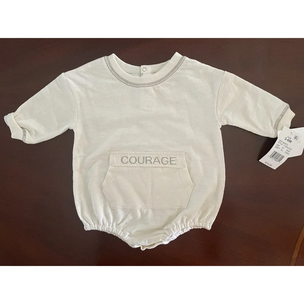 Grayson Mini Baby Off - White Long Sleeve COURAGE Bodysuit Outfit Size 12 M NWT
